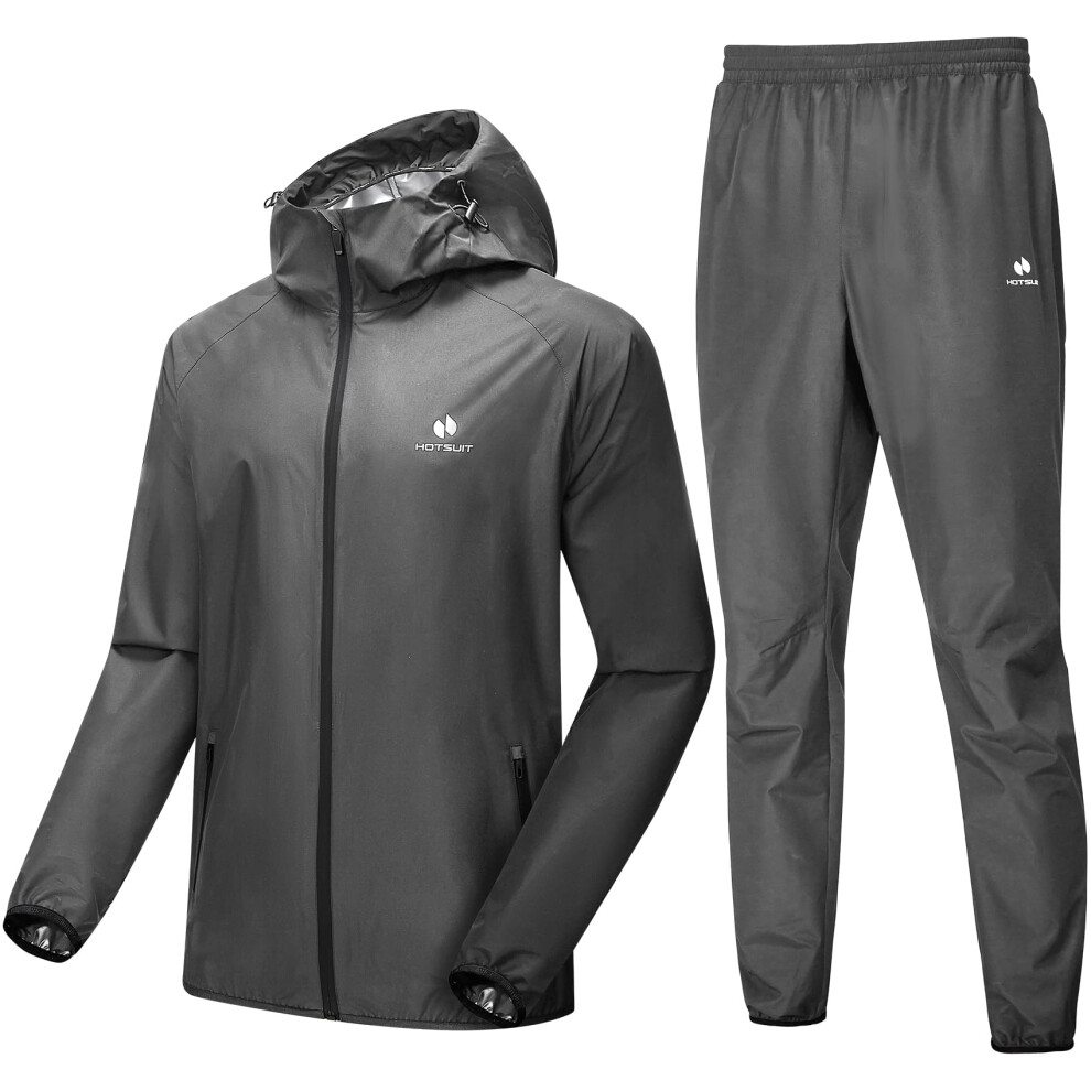 Combinaison de sudation HOTSUIT pour homme, combinaison de sudation pour perte de poids, exercices de boxe, veste de sudation, pantalon gris fonc