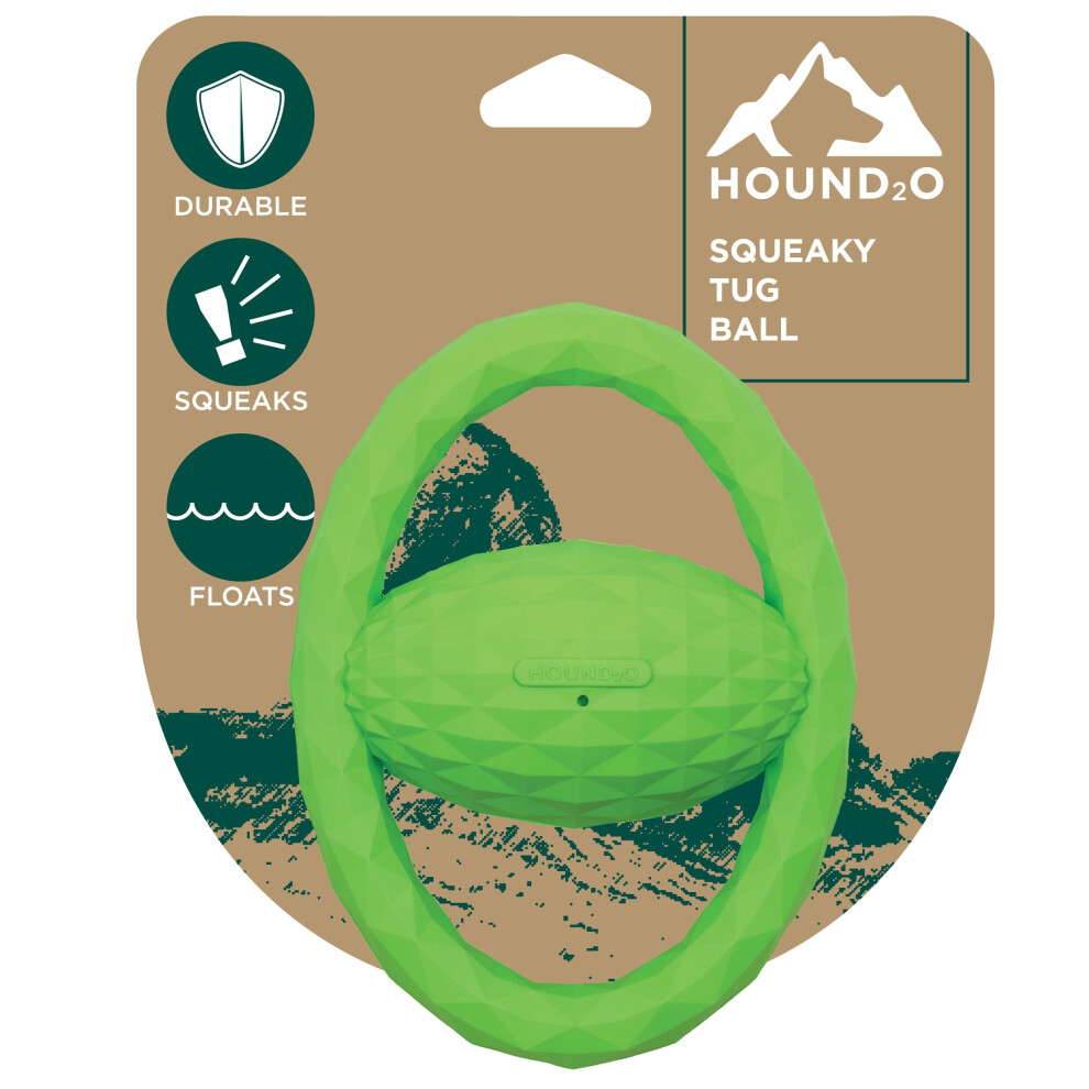 Juguetes Masticables Para Perros Hound2O - Pelota De Tirar Chirriante Verde - Juguetes Masticables Resistentes, Atractivos E Interactivos - Juego-image