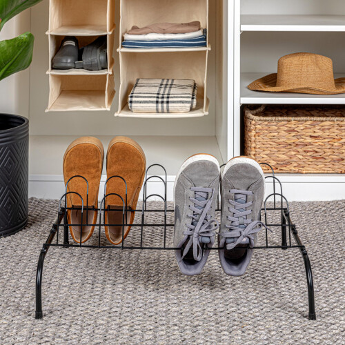 Household Essentials 9-Pair Metal Wire Shoe Rack Black 2