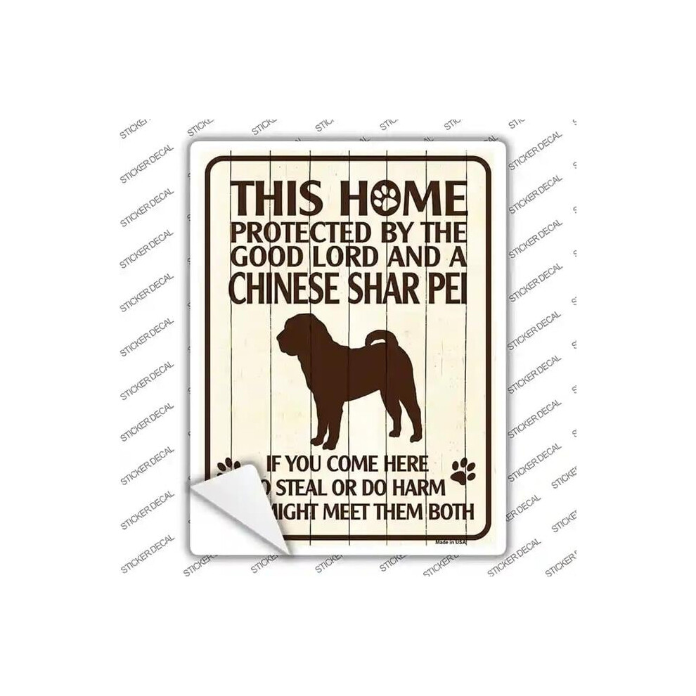 Smart Blonde P-1674S-S Protected By A Chinese Shar Pei Novelty Rectangle Sticker Decal - Small 792636379307