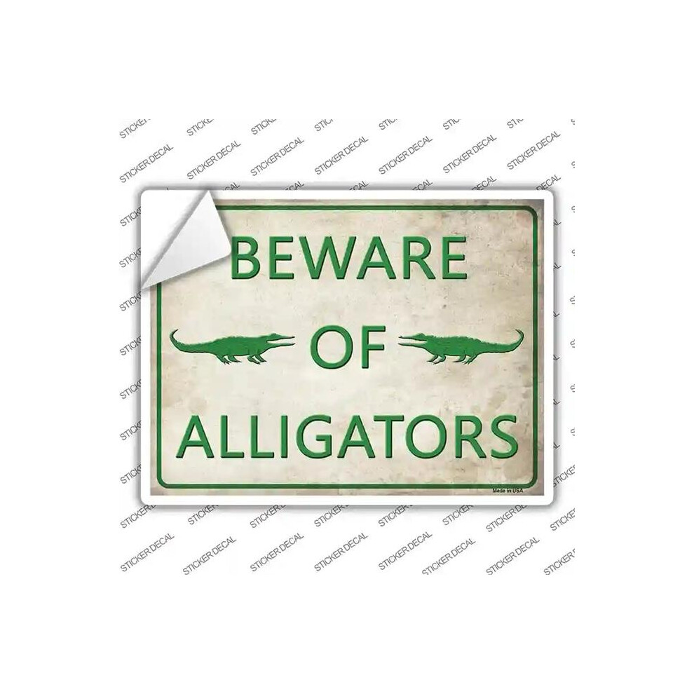Smart Blonde P-1739S-L Beware Of Alligators Novelty Rectangle Sticker Decal - Large 792636379499