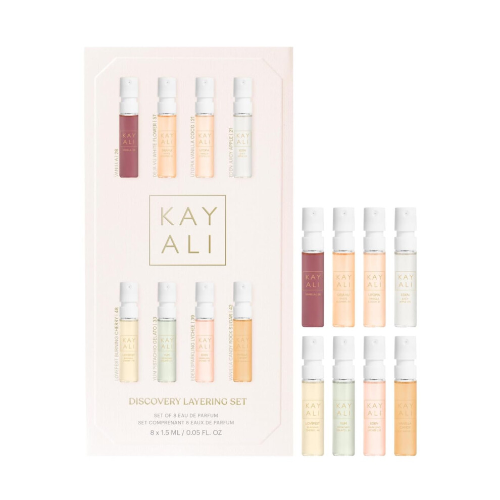 Huda KAYALI Beauty Discovery Perfume Layering Gift Set of 8 Eau De Parfum Samplers (8 x 1.5 mL)