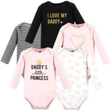 Hudson Baby Unisex kojeneck bavlnen body s dlouhm rukvem Daddys Little Princess 5-balen 9-12 mescu