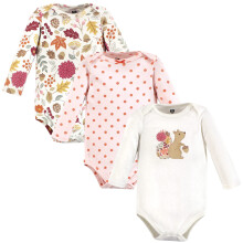Hudson Baby Unisex Baby Baumwolle Langarm Bodys Herbst Eichh   rnchen 3er-Pack Fr   hchen