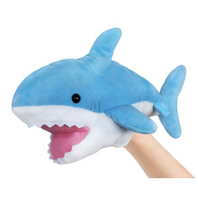 ICE KING BEAR Cute Blue Plush Shark Hand Puppet - Stuffed Animal Toy - 14 Inches Long