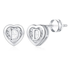 IEFWELL Silberohrstecker fr Damen  Silberohrstecker, Herz-Anfangsbuchstabe D, Ohrringjacken, hypoallergener Ohrring fr Piercing, Damen, trendiger