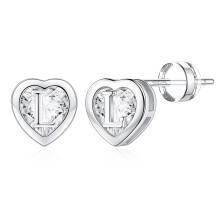 IEFWELL Brincos para meninas 925 Brincos de prata esterlina Brincos de ouro brancos para mulheres Letra L Brincos de cora      o fofos para meninas B