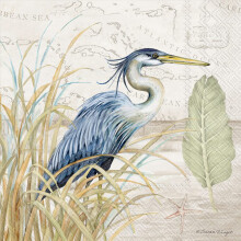 IHR Ideal Home Range Cocktail Napkins Disposable 3-Ply Paper Party Napkin Pack  5"""" x 5""""  Blue Heron On Grass  20-Count