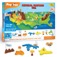 Puzzle Imagimake Mapology con le caratteristiche fisiche degli Stati Uniti | Puzzle 3D di montagne, parchi nazionali, fiumi e laghi per bambini d