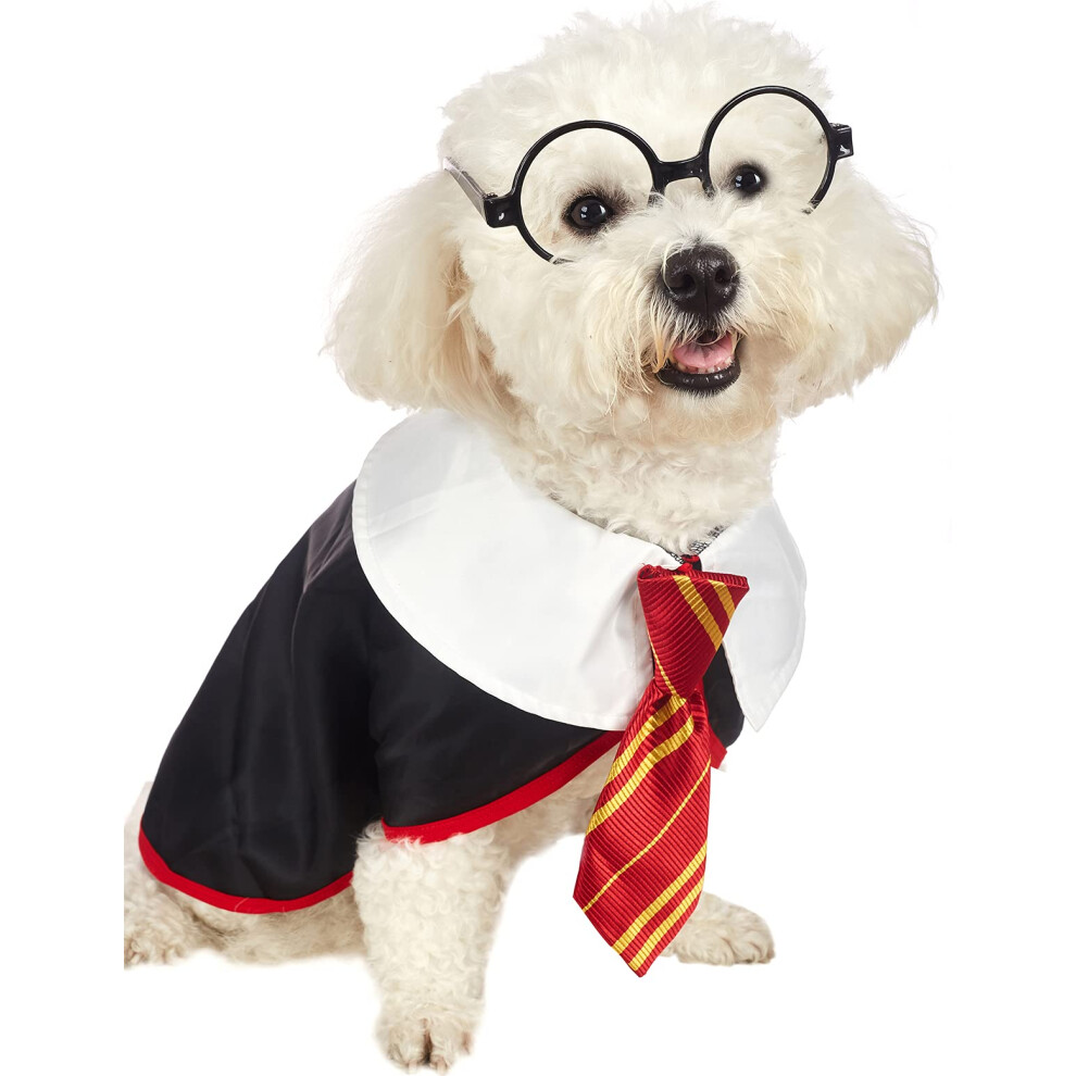 T-shirt d'Halloween pour chien Impoosy Pet, costume de magicien amusant pour chat, v   tements mignons et doux avec lunettes (cou moyen   : 35,5 cm)