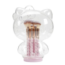 Impressions Vanity Hello Kitty 6 PCs Makeup Brush Set with Clear Cloche Super Soft Brushes for Foundation Face Powder Blending Eye Shadow with Cut