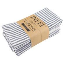 Infei Plain Striped Cotton Linen Dner melange des serviettes en tissu - Ensemble de 12 (17 x 17 pouces) - Pour les evenements et utilisation a d