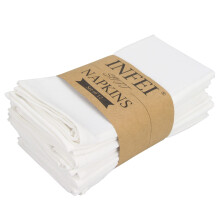 INFEI Toalhas de Mesa de Algodão e Linho - Conjunto com 12 (40 x 40 cm) - para Eventos e Uso Doméstico (Branco)