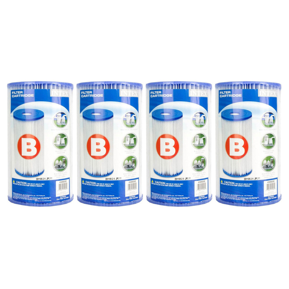 Cartouche filtrante de rechange Intex Easy Set Type B pour piscines ext   rieures hors sol avec papier Dacron pour une filtration optimale (lot de 4)