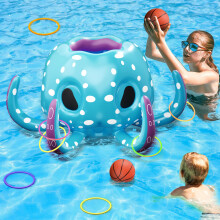 iPlay, iLearn Juguetes de Piscina en Forma de Pulpo, Canasta Inflable 2 en 1, Juegos de Verano