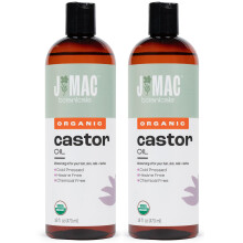 J Mac Botanicals Organiczny olej rycynowy tloczony na zimno (32 uncje) nierafinowany tloczony na zimno nie zawiera heksanu do skry twarzy rzesy