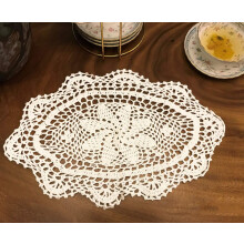 Janef White Handmade Crochet Cotton Table mats Lace Doilies Doily Oval Lace Placemats 11 by 15 Inches 2PC.
