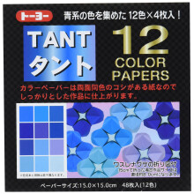 Japanilainen Tant Origami -paperi - 12 sinisen s   vy   , 6 tuuman neli