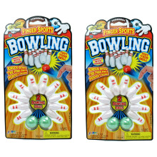 Mini giocattoli da bowling JA-RU (set da 2) - Birilli e palla da bowling in miniatura per bambini e adulti. Piccoli giochi da tavolo e giocattoli