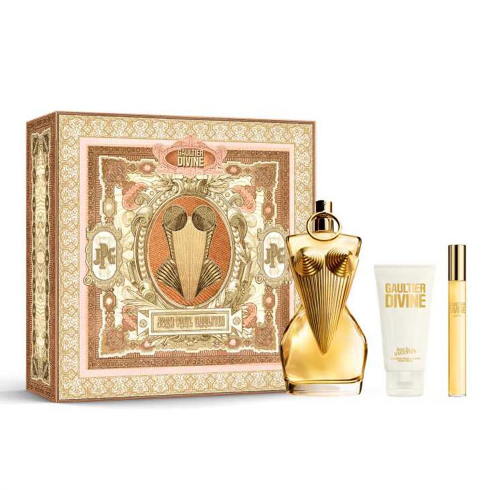 Jean Paul Gaultier Gaultier Divine pour femme - Coffret cadeau 3 pi   ces 3,4 oz EDP Spray 0,3 oz EDP Spray Mini 2,5 oz Lotion pour le corps
