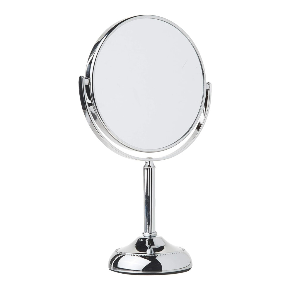Miroir de maquillage double face JERDON - Grossissement 10X-1X et pivotant - Miroir portable de 15 cm de diam   tre - Finition chrome poli - Mod   le