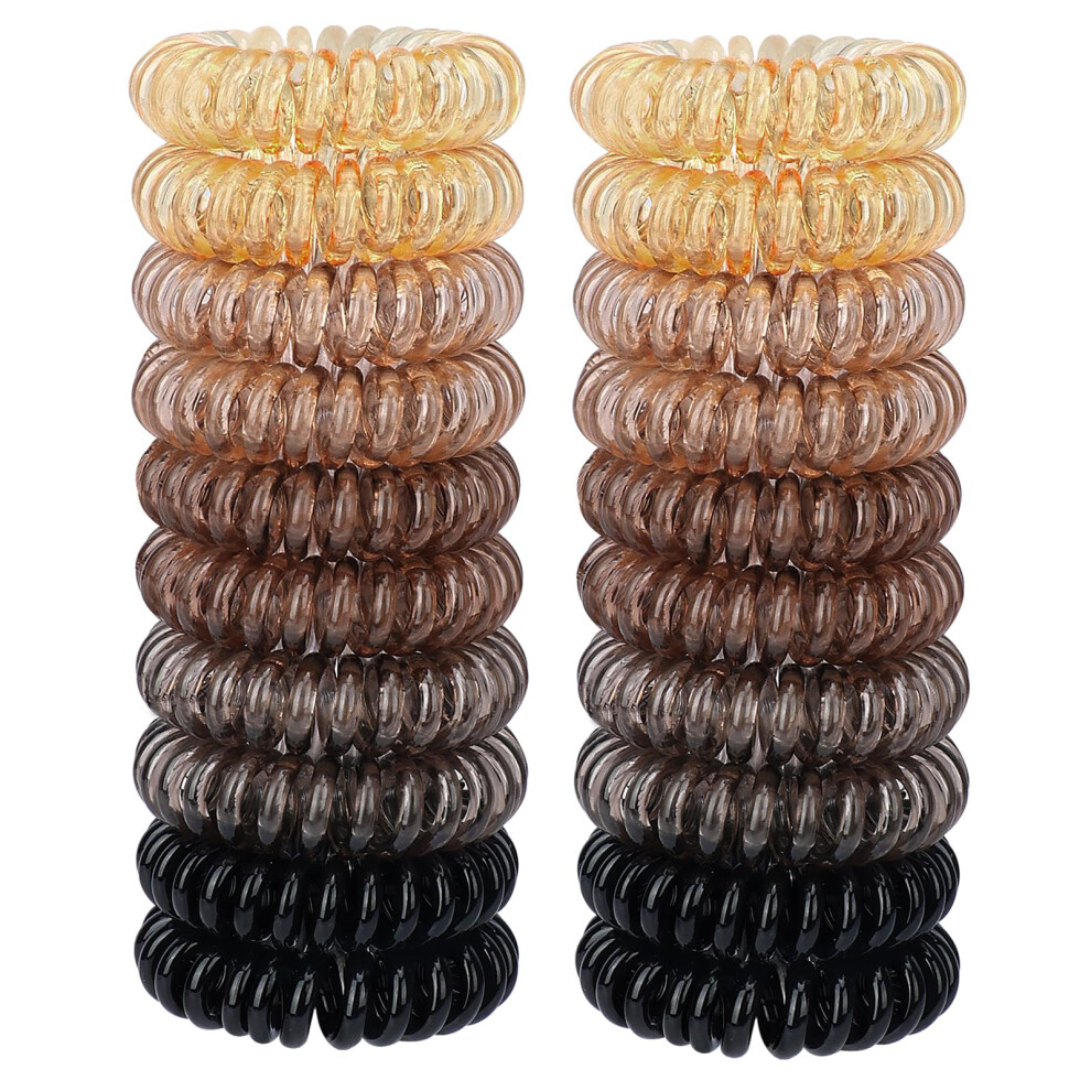 Jesslab Spiral Hair Ties 20 Pcs Traceless Phone Cord Hair Ties No Crease Spiral Bracelet Plastic Coil Ponytail Holders No-Damage Headband Hair Access