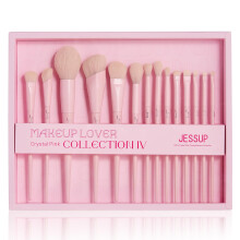 Jessup Roze Make-up Kwasten Set 14-delige Make-up Kwasten Premium Vegan Foundation Concealer Blush Oogschaduw Eyeliner Poeder Markeerstift Blending G