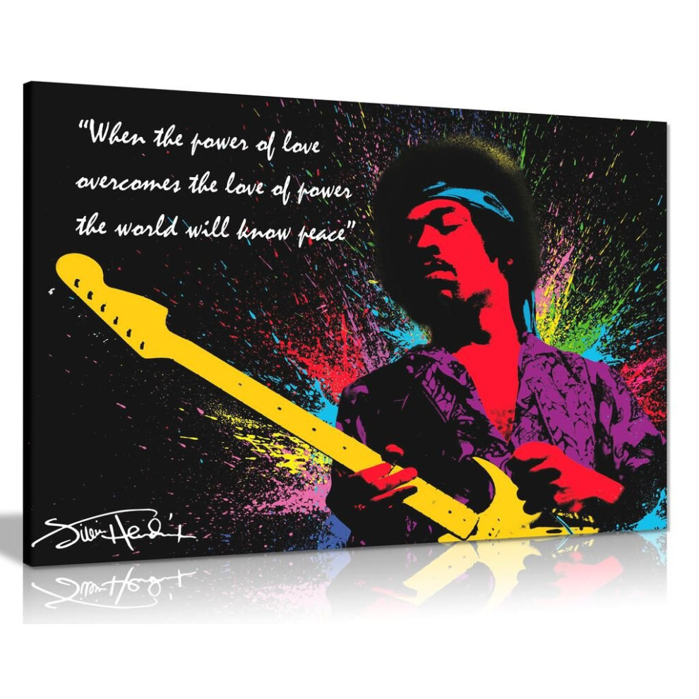 ??T?P?S? ??????A Jimi Hendrix Quote Colour Splash Canvas Wall Art Picture Print (30X20in)