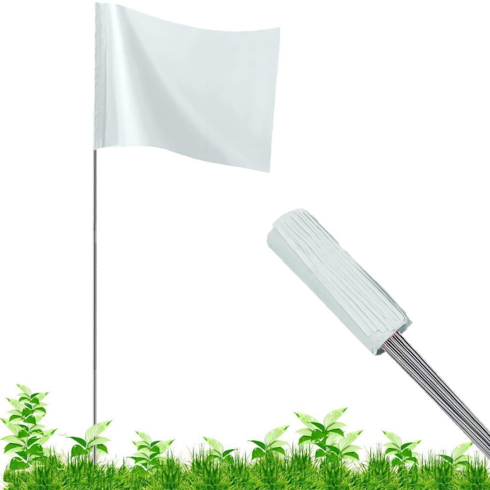 JIZHGRAD White Marking Flags for Lawn  100Pack Yard Flags | 4x5x16 Inch  Marker Flags  Lawn Flags  Invisible Fence  Survey Flags  Landscape Flags  Spr-image-OPC-PGBXHC5-NEW