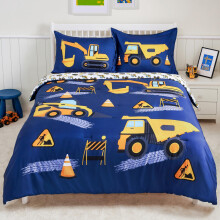 Joiedomi Kid Twin Comforter Set - 5 Piece Construction Vehicle Bedding Set for Boys/Girls - Super Soft Microfiber Bed in a Bag with Comforter Sh