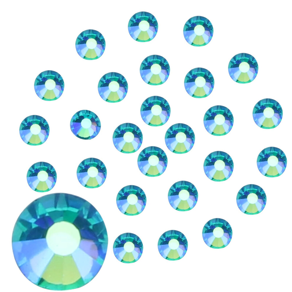 Jollin Glue Fix Crystal Flatback Rhinestones Glass Diamanten Gems voor Nail Art Kleding Schoenen (ss20 1440pcs, Aquamarijn AB)