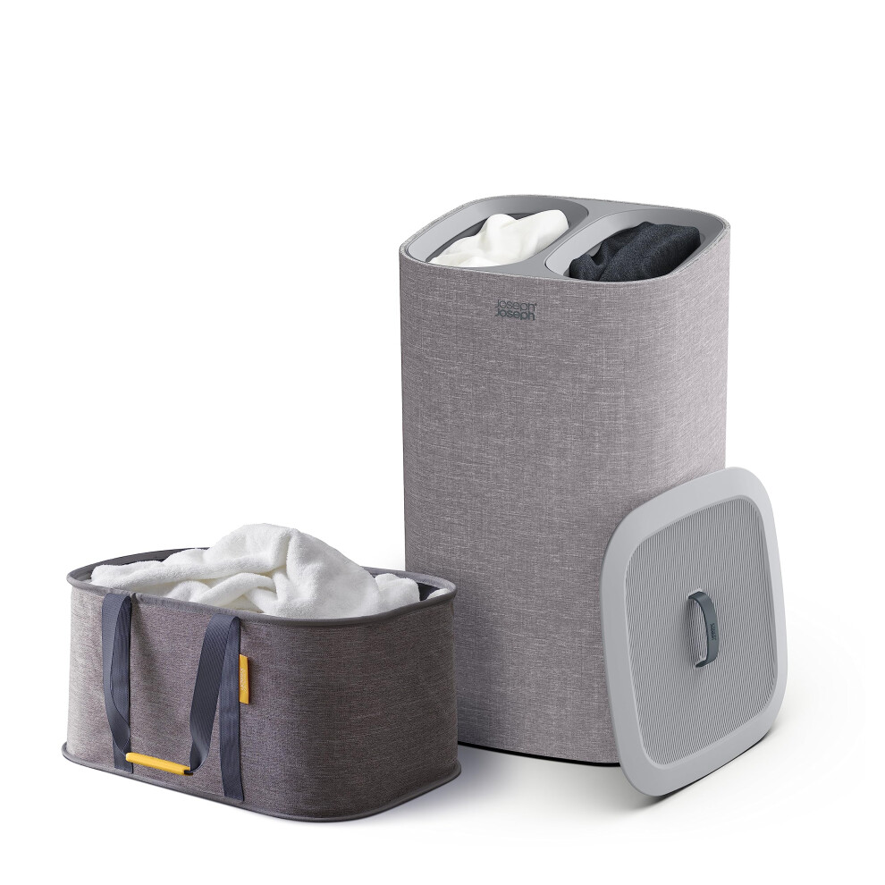 Joseph Joseph Laundry 2 piece set - Hold-All 35L/9.2 Gallon collapsible Washing Basket and Tota 60L/15.8 Laundry Separation Hamper with 2 removeable b
