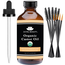 JOYAL BEAUTY Olio di ricino certificato biologico USDA (4 once). Bottiglia in vetro puro senza esano non raffinato pressato a freddo al 100%. Cap