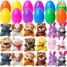 JOYIN 12 Uova di Pasqua Prefillate con Mini Animali Peluche per Caccia e Feste