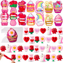 JOYIN 28 Packs Cartões de Dia dos Namorados com Brinquedos Mochi, Brinquedos Antiestresse, Squeeze Toys