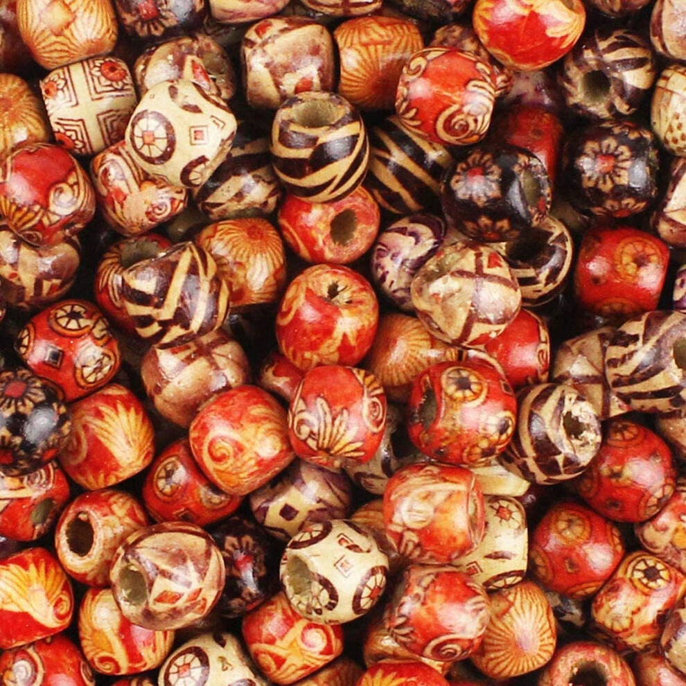 Jpsor 300 Pezzi Da 12 Mm Perline Per Capelli In Legno Dipinto, Perline Rotonde Sfuse In Legno Per Trecce, Perline Africane Per La Creazione Di Gi-image