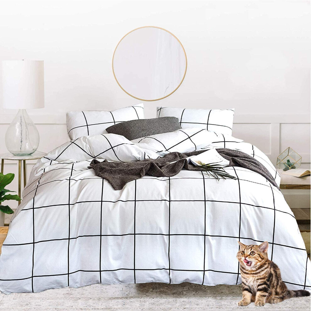 Housse de couette Jumeey noire et blanche King Grid Housse de couette    carreaux blancs Parure de lit King Size Homme Femme Buffalo Check Ensemble de