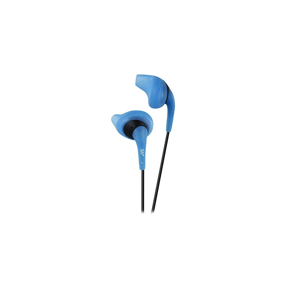 JVC Blue and Black Nozzel Secure Comfort Fit Sweat Proof Gumy Sport Earbuds with long colored cord HA-EN10A