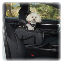 K&H Pet Products Portable Console Booster Dog Car Seat & Carrier for Small Dogs & Cats Luxury Car Seat for Center Car Armrest Includes Safety Tether