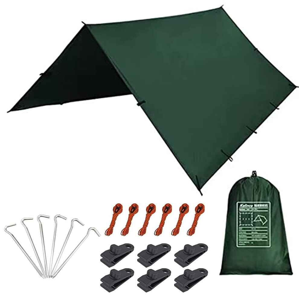 Kalinco Waterproof Camping Tarp 10X12ft Hammock Rain Fly Tent Tarp Multifunctional Tent Footprint Lightweight And Compact For Backpacking Hiking ( 6974372160553