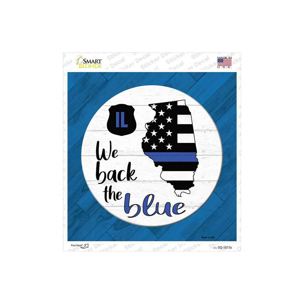 Smart Blonde Sq-1015S-M Illinois Back The Novelty Square Sticker Decal - Medium Blue 792636398711