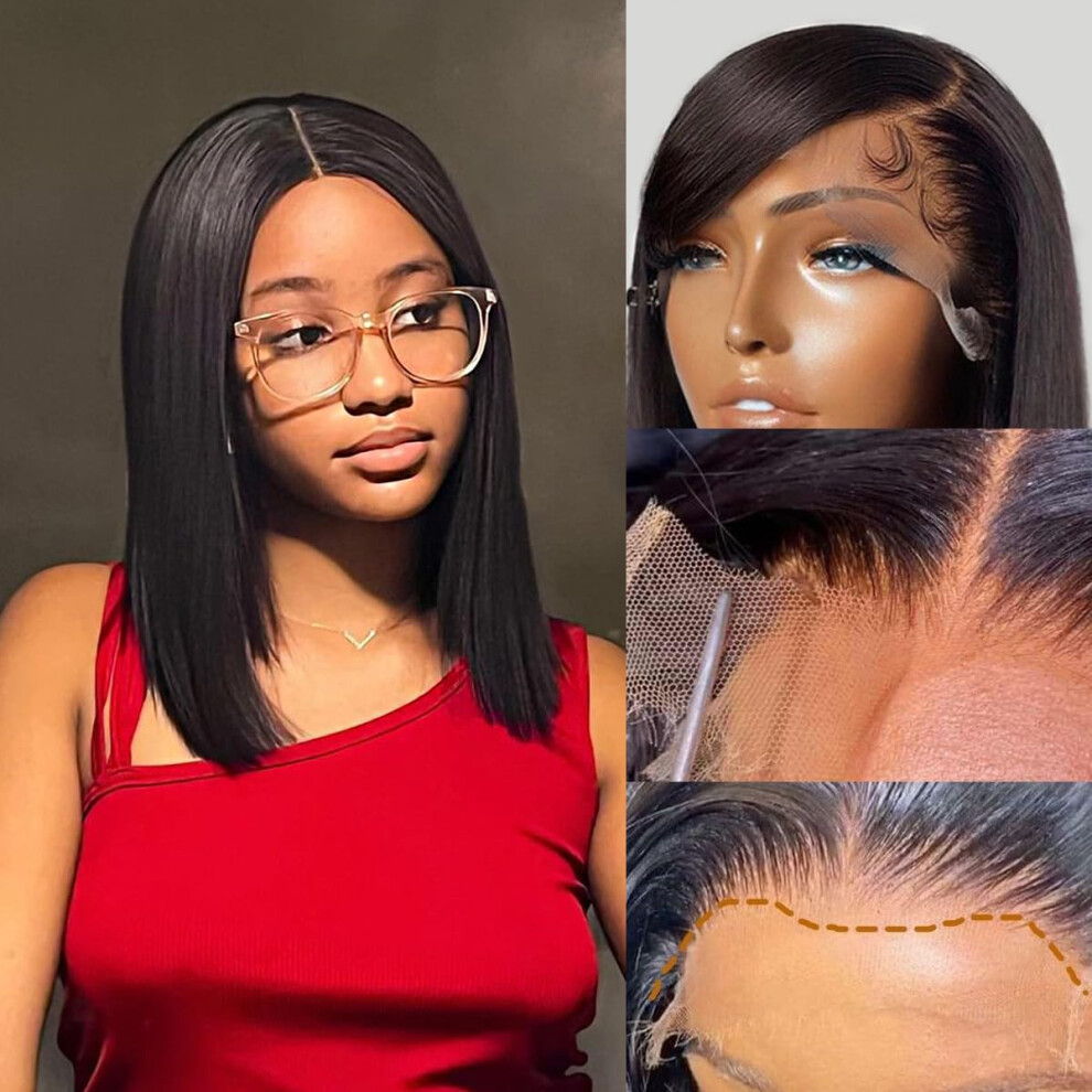 Karlami Unisex Not,Specified Bob Wig Human Hair Frontal Lace Wig Glueless Wigs Human Hair Pre Plucked Transparent Bob Lace Front Wigs For Women 150% Density (6X6 Bob Wig B