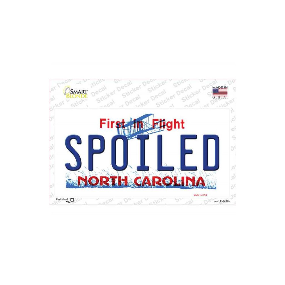 Smart Blonde Lp-6498S-M Spoiled North Carolina Novelty Sticker Decal - Medium 792636399213
