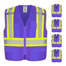 Coletes de segurana de alta visibilidade KAYGO KG0100 Coletes de segurana refletivos com bolsos e zper (Roxo XL)