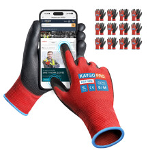 KAYGO veiligheidswerkhandschoenen PU-gecoat voor heren en dames - KG11P 12 paar naadloos gebreide handschoen met twee vingers touchscreen Ideaal voor