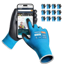 KAYGO veiligheidswerkhandschoenen PU-gecoat voor heren en dames - KG11PB 12 paar naadloos gebreide handschoen met twee vingers touchscreen Ideaal voo