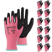KAYGO veiligheidswerkhandschoenen PU-gecoat-12 paar KG11P naadloos gebreide handschoen met polyurethaan gecoate gladde grip op handpalm en vingers vo
