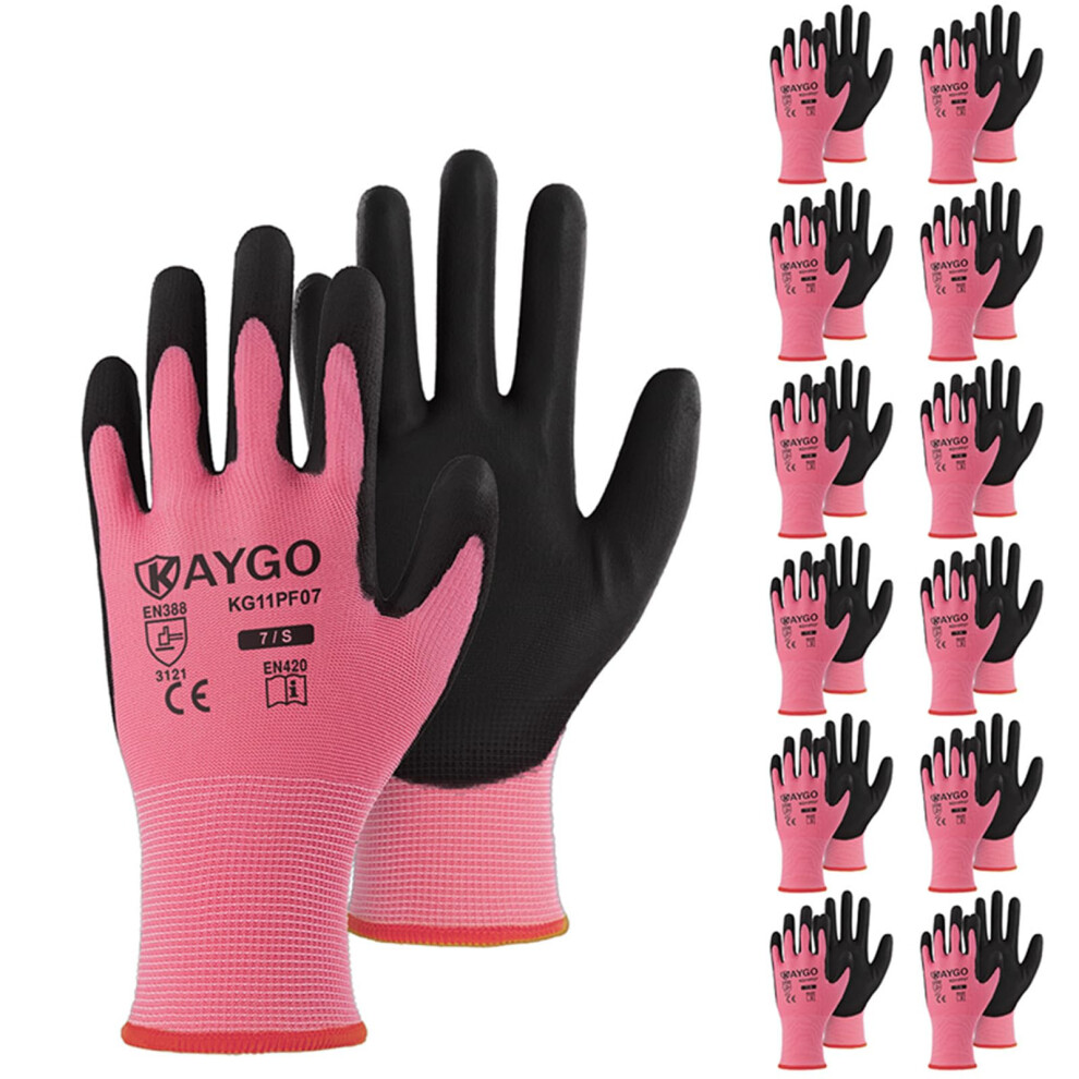 Kaygo Safety Work Gloves Pu Coated-12 Pairs Kg11p Seamless Knit Glove With Polyurethane Coated Smooth Grip On Palm & Fingers For Men And Women Idea 6975045660752
