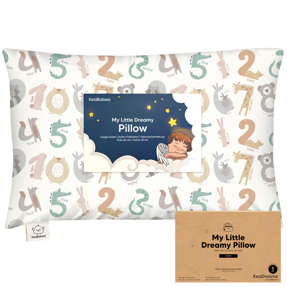 Oreiller pour tout-petits KeaBabies avec taie d'oreiller g  ante 14 x 20 cm - Oreillers doux en coton biologique pour dormir - Lavable en machine - Id