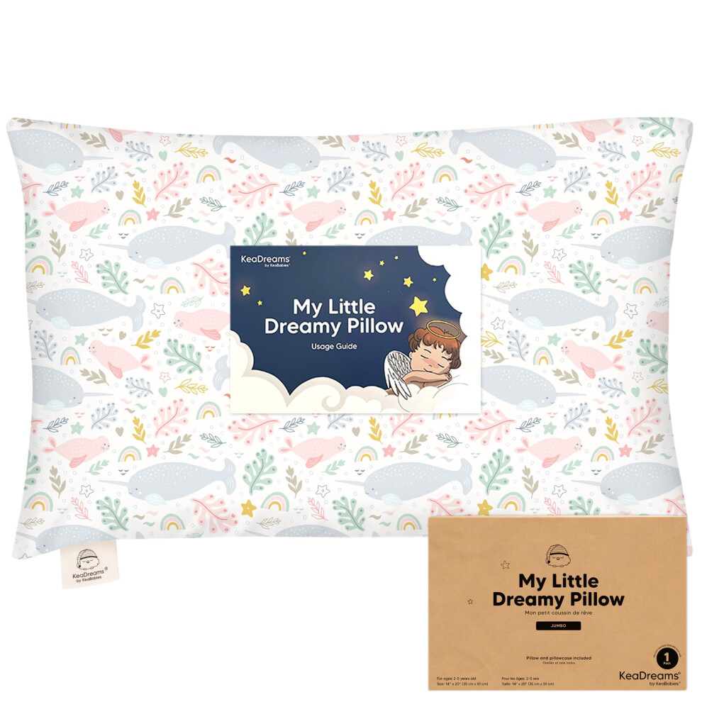 Oreiller pour tout-petits KeaBabies avec taie d'oreiller g  ante 14 x 20 cm - Oreillers doux en coton biologique pour dormir - Lavable en machine - Id